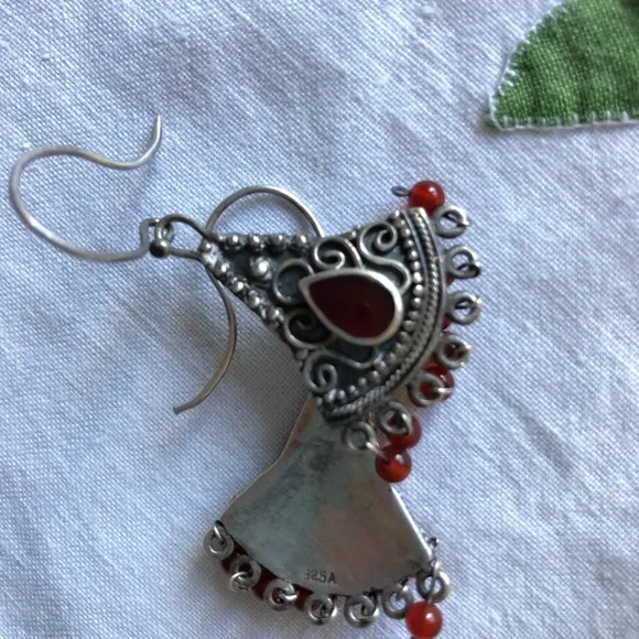 Vintage Boho Sterling Silver Earrings - Picture 2 of 6